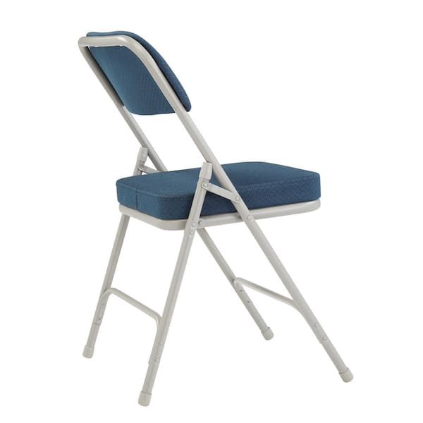 National Public Armless Premium Folding Chair, Regal Blue/Gray - 2 pack