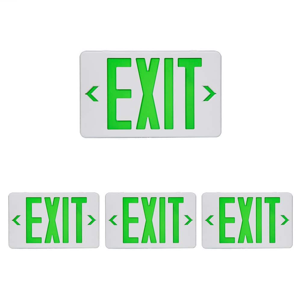 1-Watt 120/277-Volt Integrated LED Green Exit Sign with Battery Backup, Hardwired Exit Signs for Business, 4-Pack price history on PriceWatchPro