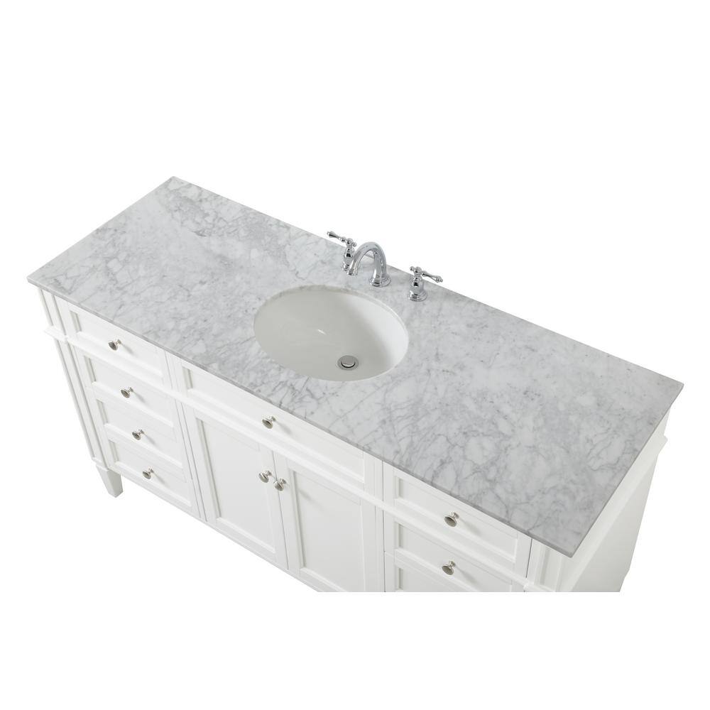 Park Avenue 60" White Marble Single Bathroom Vanity