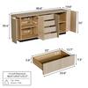 Homsee 86.6 in. Light Oak Wood Buffet with Rounded Corners, 4 Drawers, Push-Latch Doors and Anti-Tip Kit ZZ-HS020550-01