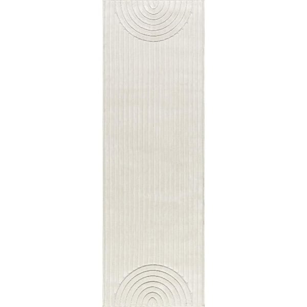 Zia Geometric Cream 3 ft. x 8 ft. Outdoor Runner Rug