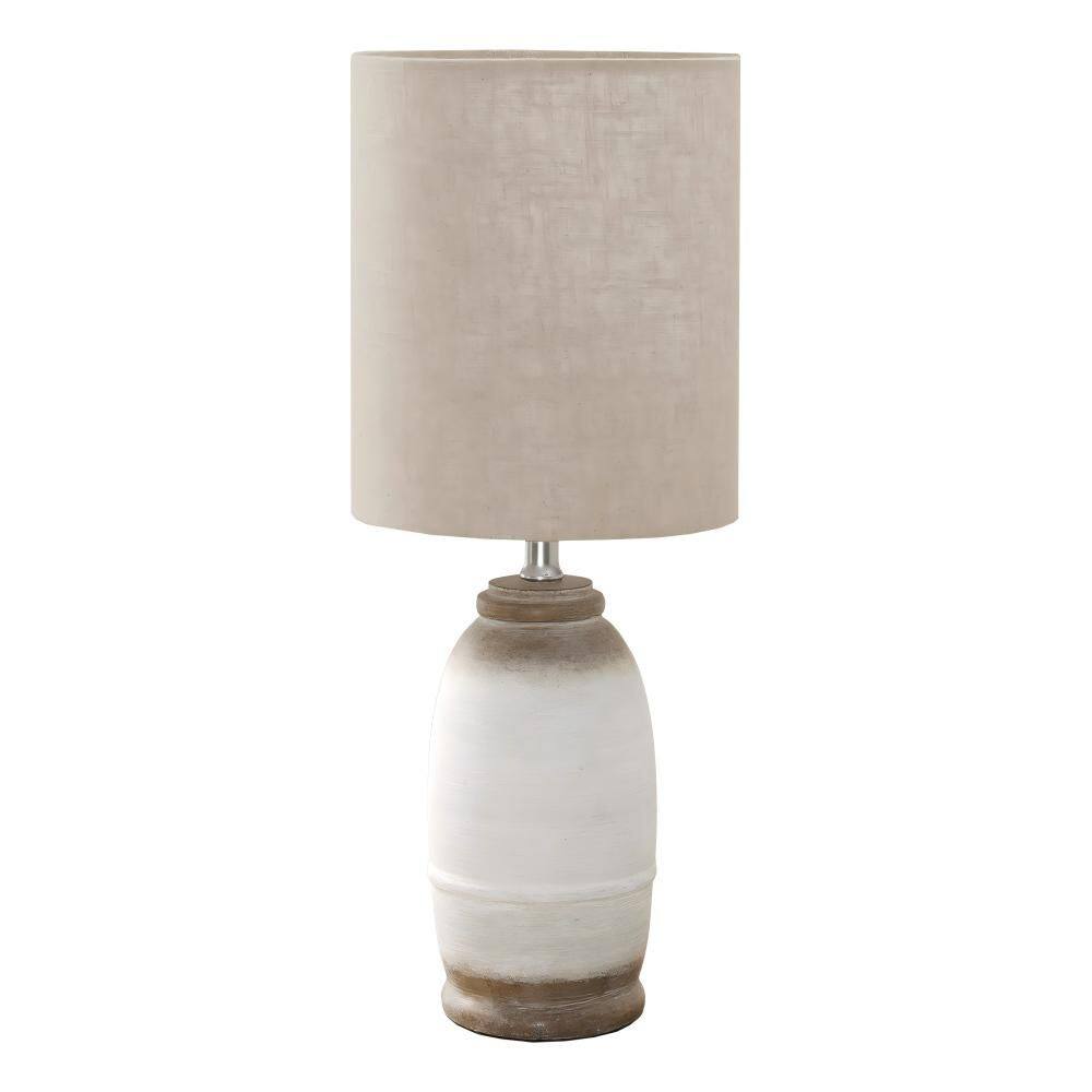 16 in. White Resin Contemporary Table Lamp with Textured Base and Beige Linen Shade for Living Room, Bedroom and Office price history on PriceWatchPro