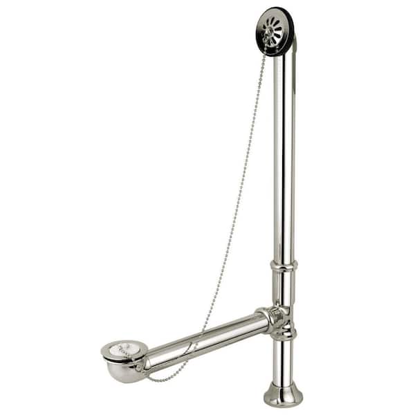 Kingston Brass Vintage Chain and Plug Clawfoot Tub Drain in Polished Nickel with Overflow