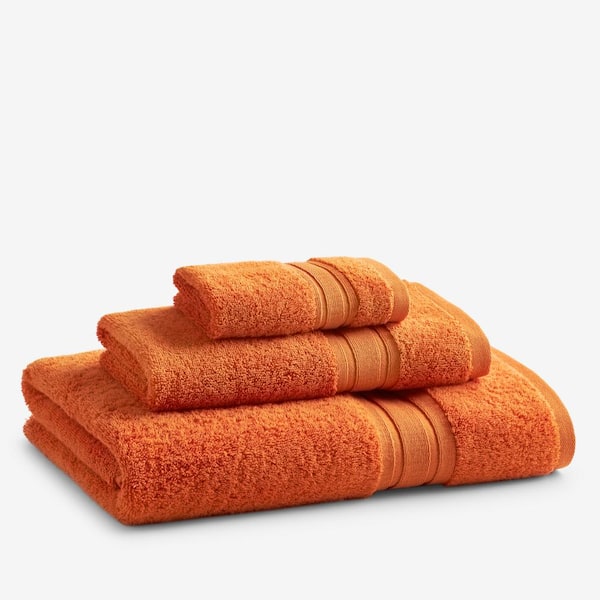 Orange White Bath Towels, Large White Bath Towels
