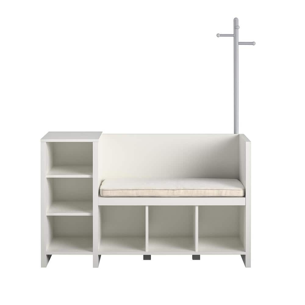 Nathan White Storage Bench and Coat Rack -  Ameriwood Home, DE41685