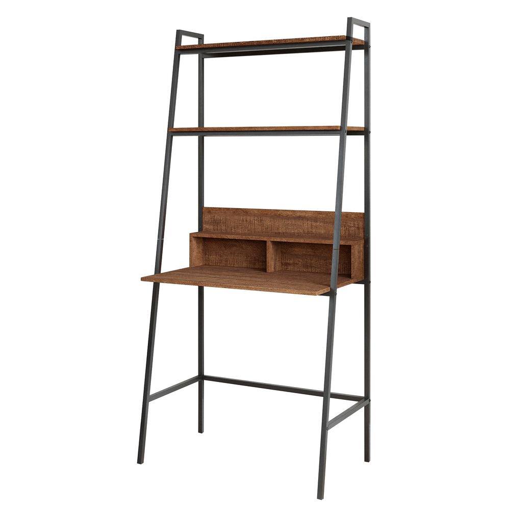 Aoibox 20 in. Brown Indoor Wood and Metal Desk with 2Tier Ladder
