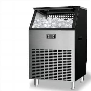 25.28 in. 265-lbs. Freestanding/Built-In Cubed Ice Maker in Silver and Black Stainless Steel