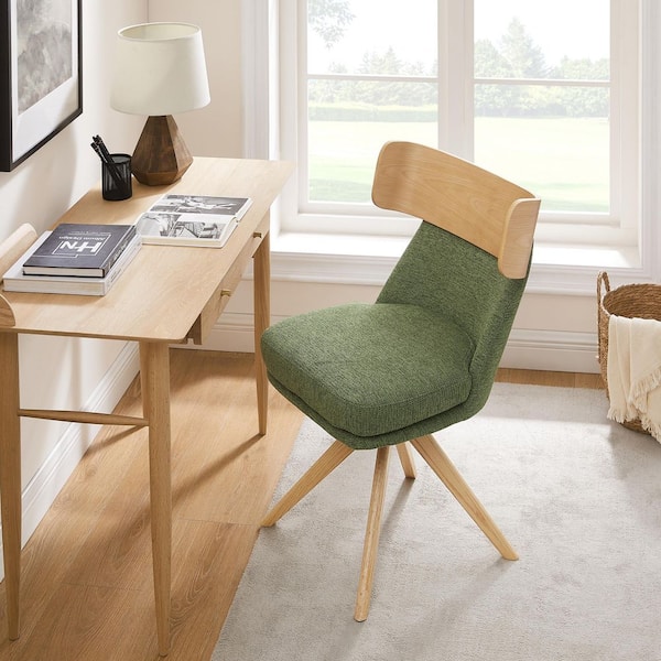 Art Leon Apollo Green Fabric Swivel Chair with Metal Base