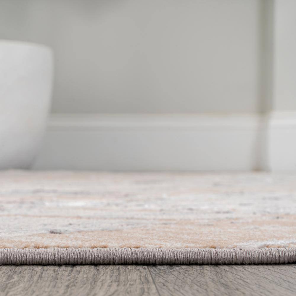 Beige and Gray Abstract 8' x 10' Synthetic Area Rug