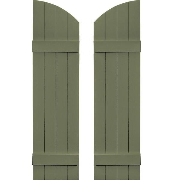 Builders Edge 14 in. x 49 in. Board-N-Batten Shutters Pair, 4 Boards Joined with Arch Top #282 Colonial Green