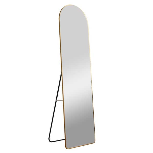 Cesicia 16.5 in. W x 59.8 in. H Arched Gold Full Length Standing Floor Mirror