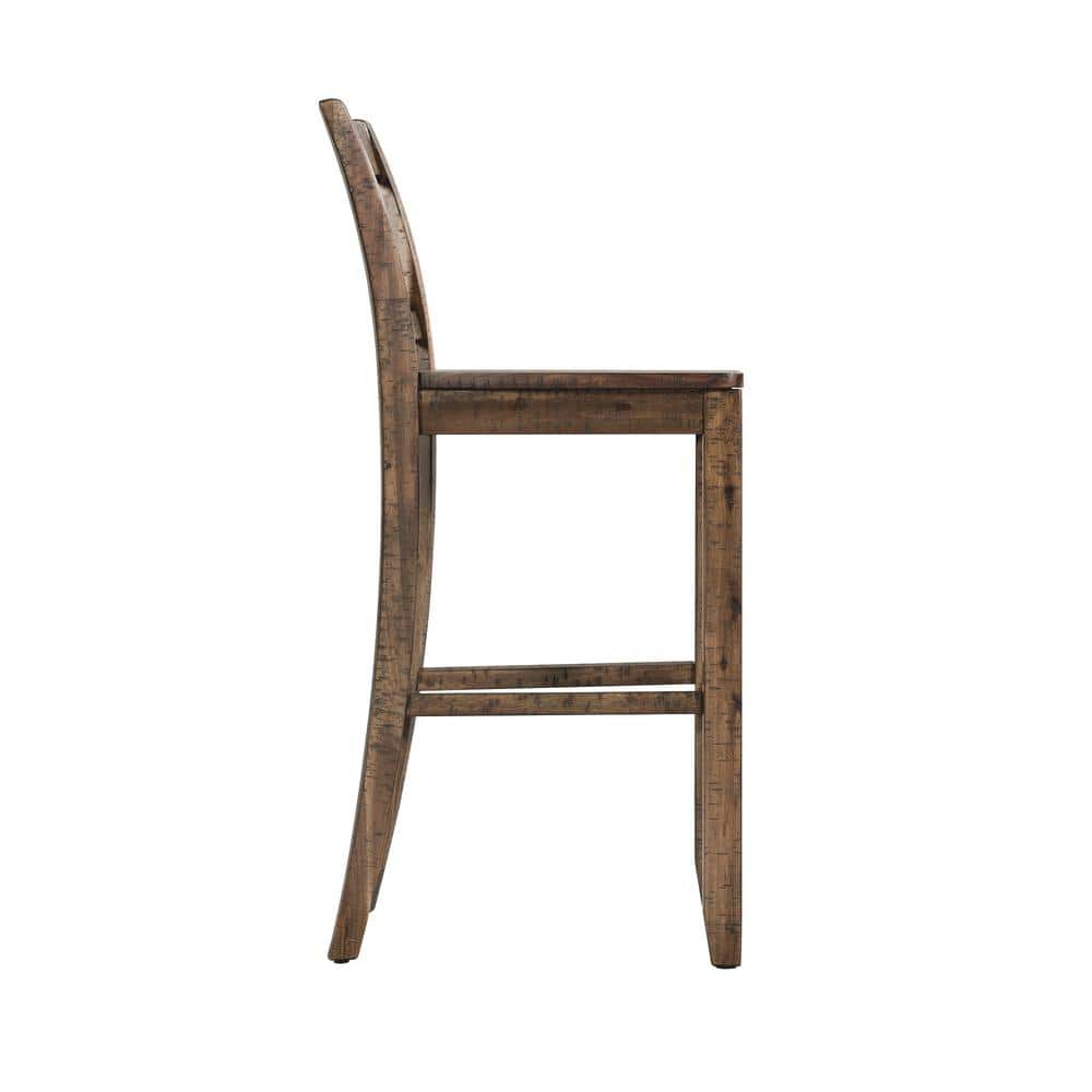 Flynn 30" Dark Walnut Rustic Wood Bar Stool Set