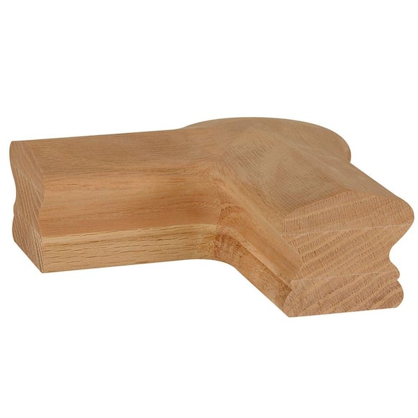 EVERMARK Stair Parts 7521 Unfinished Red Oak 90° Quarter-Turn with Cap Handrail Fitting