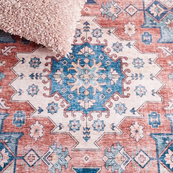 SAFAVIEH Arizona Blue/Rust 9 ft. x 12 ft. Distressed Border SAFAVIEH Arizona Blue/Rust 9 ft. x 12 ft. Distressed Border