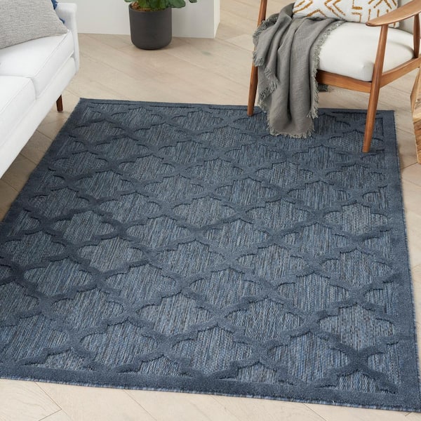 Contemporary Indoor / Outdoor Sisal Area Rug for Garage, Garden Kitchen, Navy