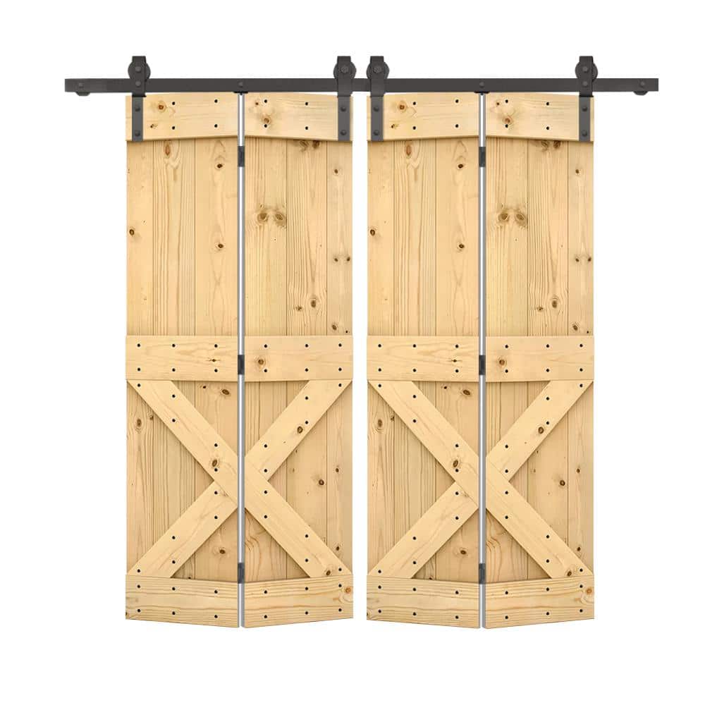 48 in. x 80 in. Mini X Series Solid Core Unfinished DIY Wood Double Bi-fold Doors with Sliding Hardware Kit price history on PriceWatchPro