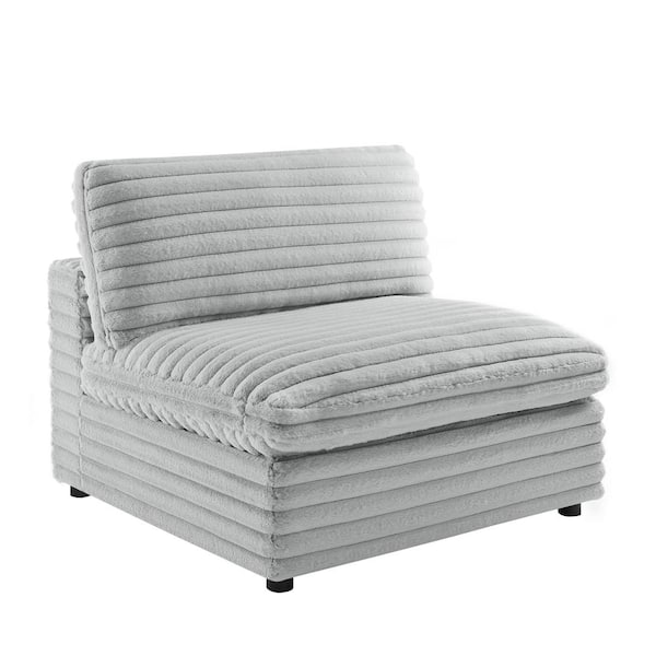 Julia Gray Plush Polyester Cord-like Fabric Slipper Chair