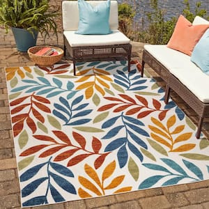 Fosel Folia Multi-Colored 5 ft. x 7 ft. Floral Indoor/Outdoor Area Rug