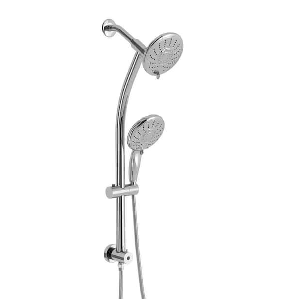 Miscool Ami 5-Spray 5 in. Round Shower System Kit with Hand Shower and Adjustable Slide Bar in Chrome No Valve