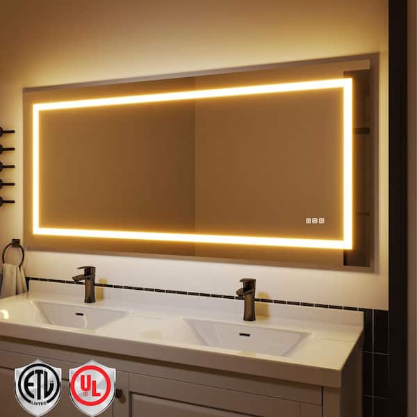 28 in. W x 60 in. H Wall-mounted Full-Length Mirror LED Light Dresser Mirror