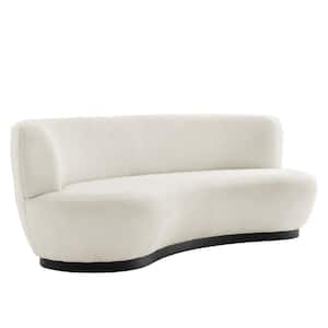 Kindred 89 in. W Armless Boucle Fabric Upholstered Modern Curved Sofa in White with Black Metal Base in Ivory (Seats 3)