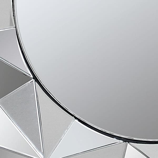 Furniture of America Medium Round Silver Beveled Glass