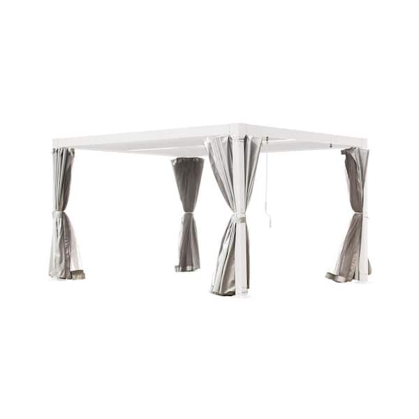 10 ft. x 10 ft. White Aluminum Outdoor Adjustable Louvered Pergola with Waterproof Roof