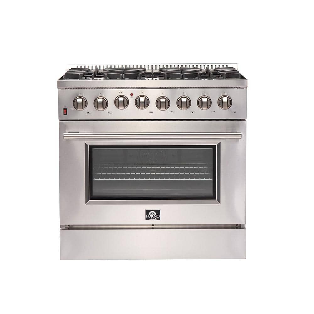 Forno Galiano 36 in. Freestanding Pro Gas Range with 6 Sealed Burners and  Electric 240-Volt Oven in Stainless Steel FFSGS6156-36 - The Home Depot