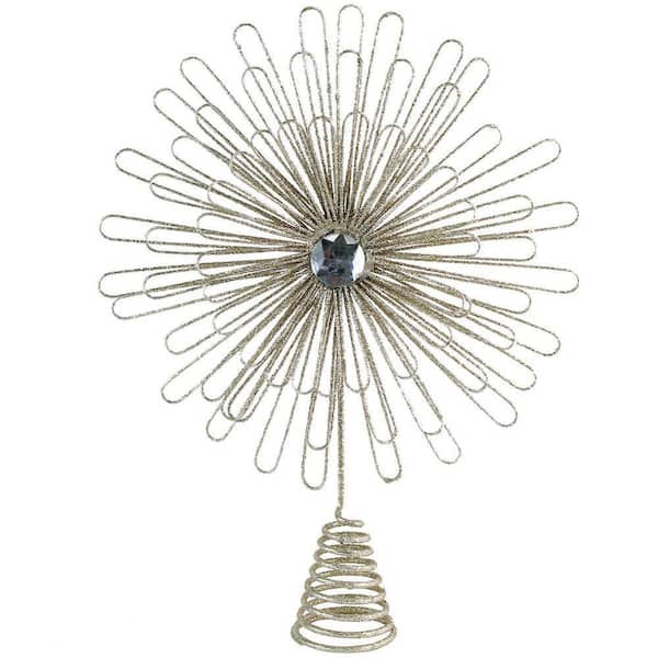 Flower Sunburst Tree Topper - Christmas Glitter Holiday Starburst Decoration