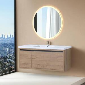 47-1/4 in. W x 18-1/8 in. D x 20-1/2 in. H Bath Vanity in Imitative Oak with White Resin Top