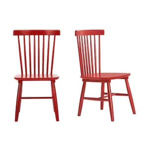 Chili Red Windsor Solid Wood Dining Chairs (Set of 2)