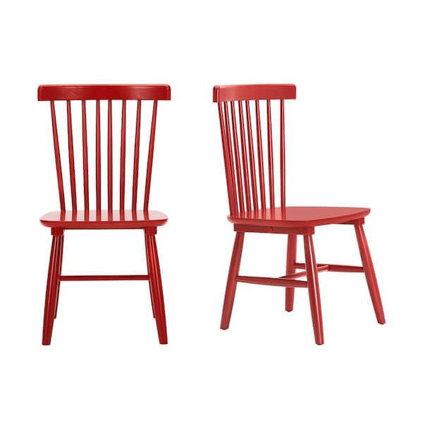 Chili Red Windsor Solid Wood Dining Chairs (Set of 2)