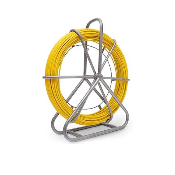 425 ft. Fiberglass Fish Tape 1/4 in. Electrical Tool with Steel Reel Stand Length Marking in Meter