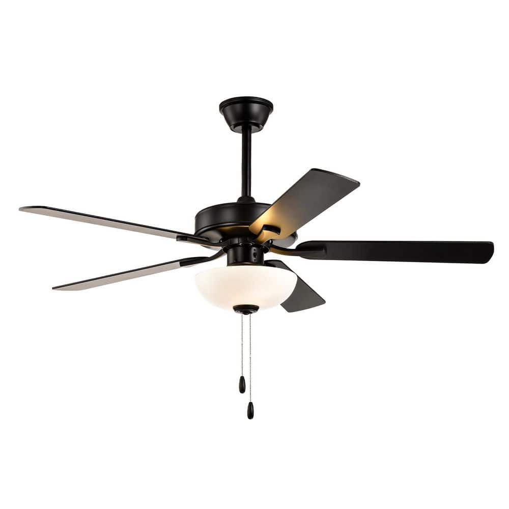 52 in. Matte Black 3-Speed Indoor Standard Downrod Mount DC Motor Ceiling Fan with LED Light Bulbs and Pull Chain price history on PriceWatchPro