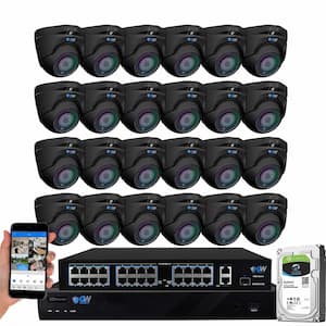 32-Channel 8MP 8TB NVR Security Camera System 24 Wired Turret Cameras 2.8-12mm Motorized Lens Human/Vehicle Detection