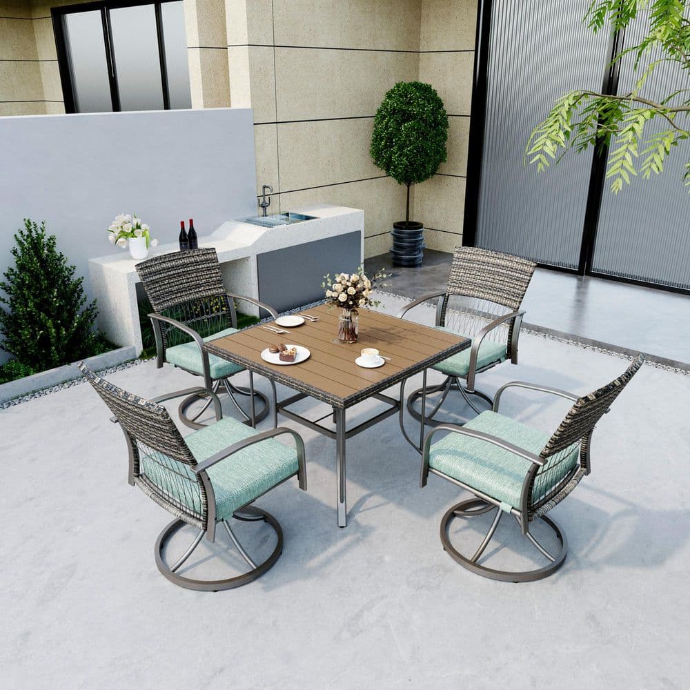 Green Wicker Rattan Swivel Patio Dining Chair with Cushion 2-Pack price history on PriceWatchPro