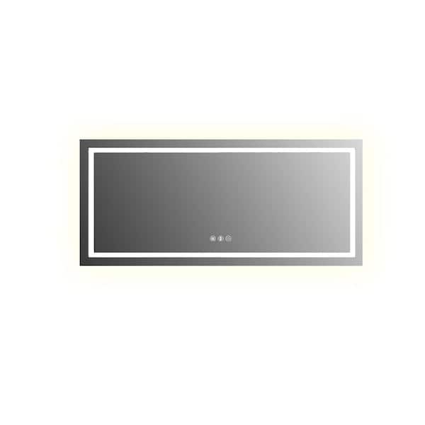 48 in. W x 118 in. H LED Rectangle Frameless Wall-Mounted HD Gym Mirror Dance Mirror Garage Vanity Mirror