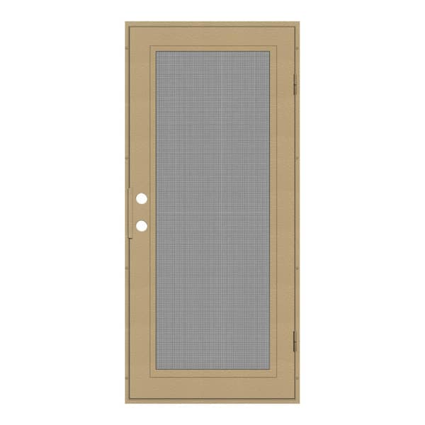 Unique Home Designs 30 in. x 80 in. Full View Desert Sand Left-Hand Surface Mount Security Door with Meshtec Screen