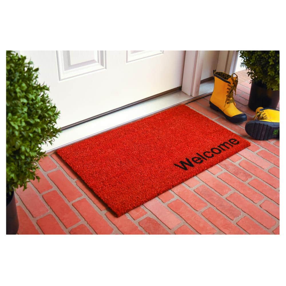 Natural Coir Rectangular Indoor/Outdoor Welcome Doormat, 17" x 29"