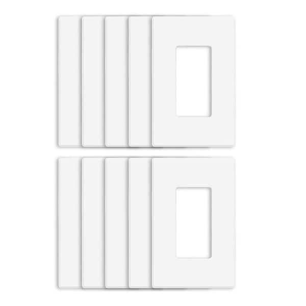 1-Gang Midsize Screwless Decorator/Rocker Wall Plate, White (10-Pack)