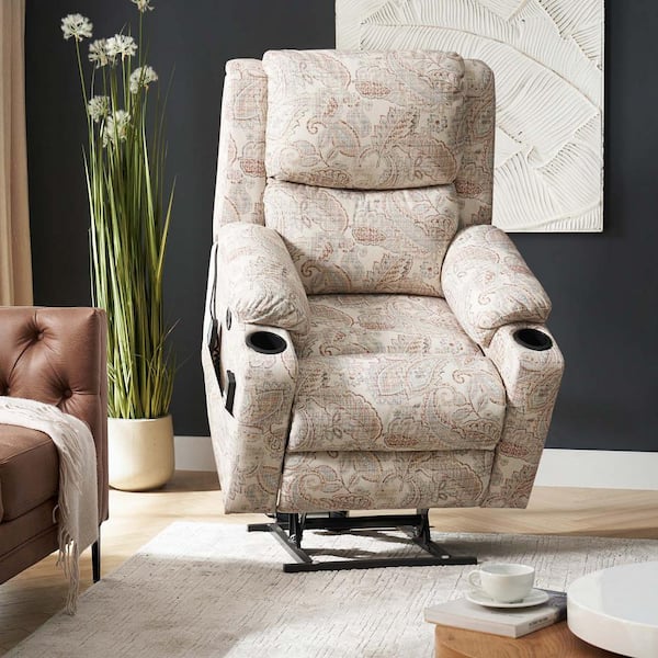 JAYDEN CREATION Lorenz Paisley Traditional Dual Motor Lift Assist Recliner with Massage and Heat RCXN0920D PAI FAB