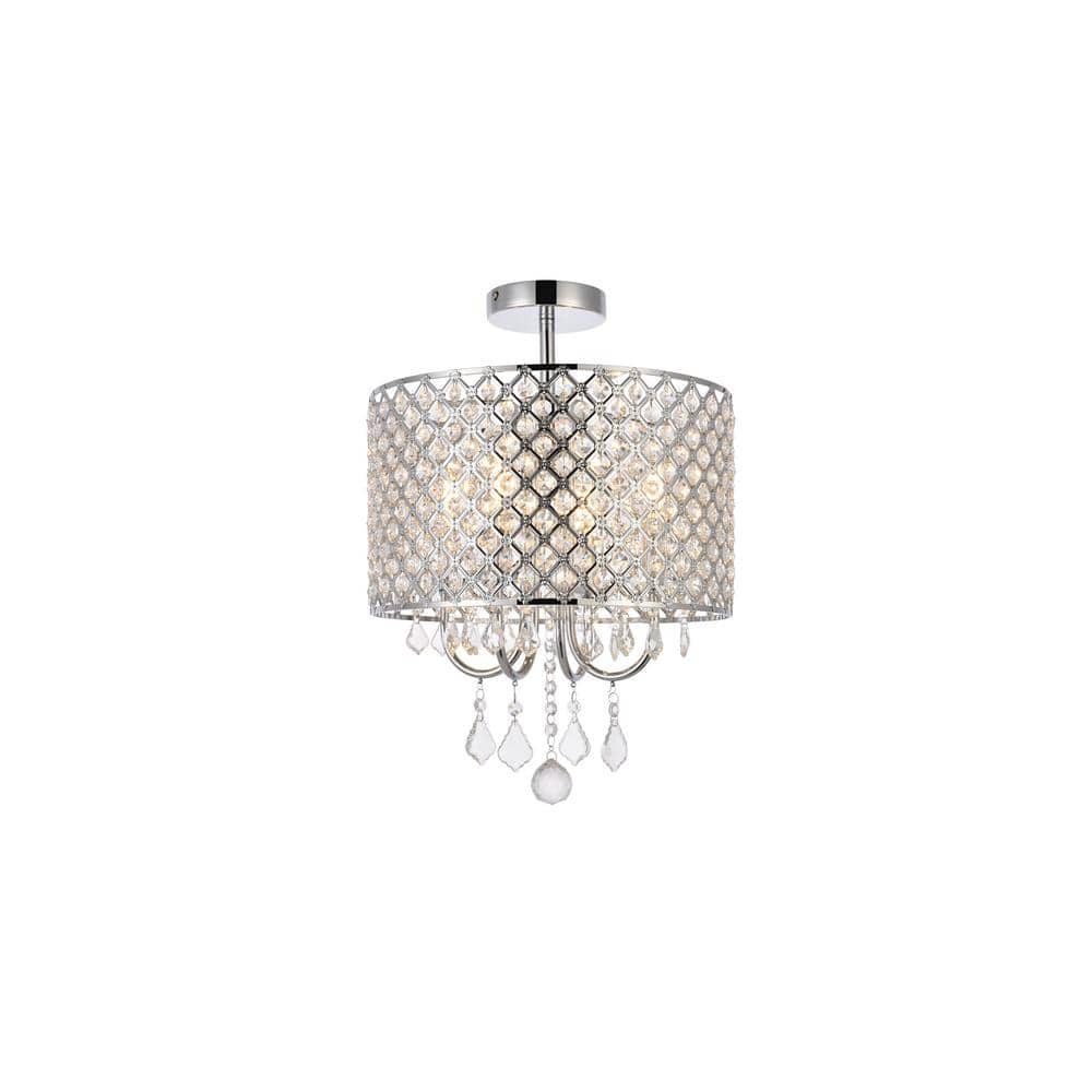 Timless Home 14 in. 4-Light Transitional Chrome Flush Mount with No Bulbs I