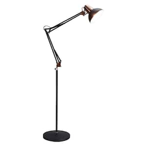 67 in. Black Modern Floor Lamp with Metal Shade, Flexible Swing Arms Reading Floor Lamp