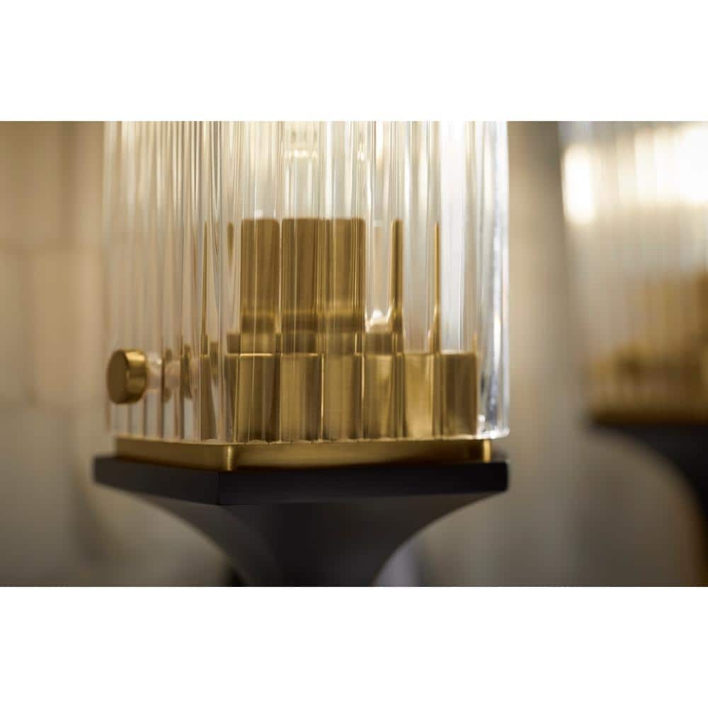 Black and Gold 21" Dual Light Sconce with Glass Shades