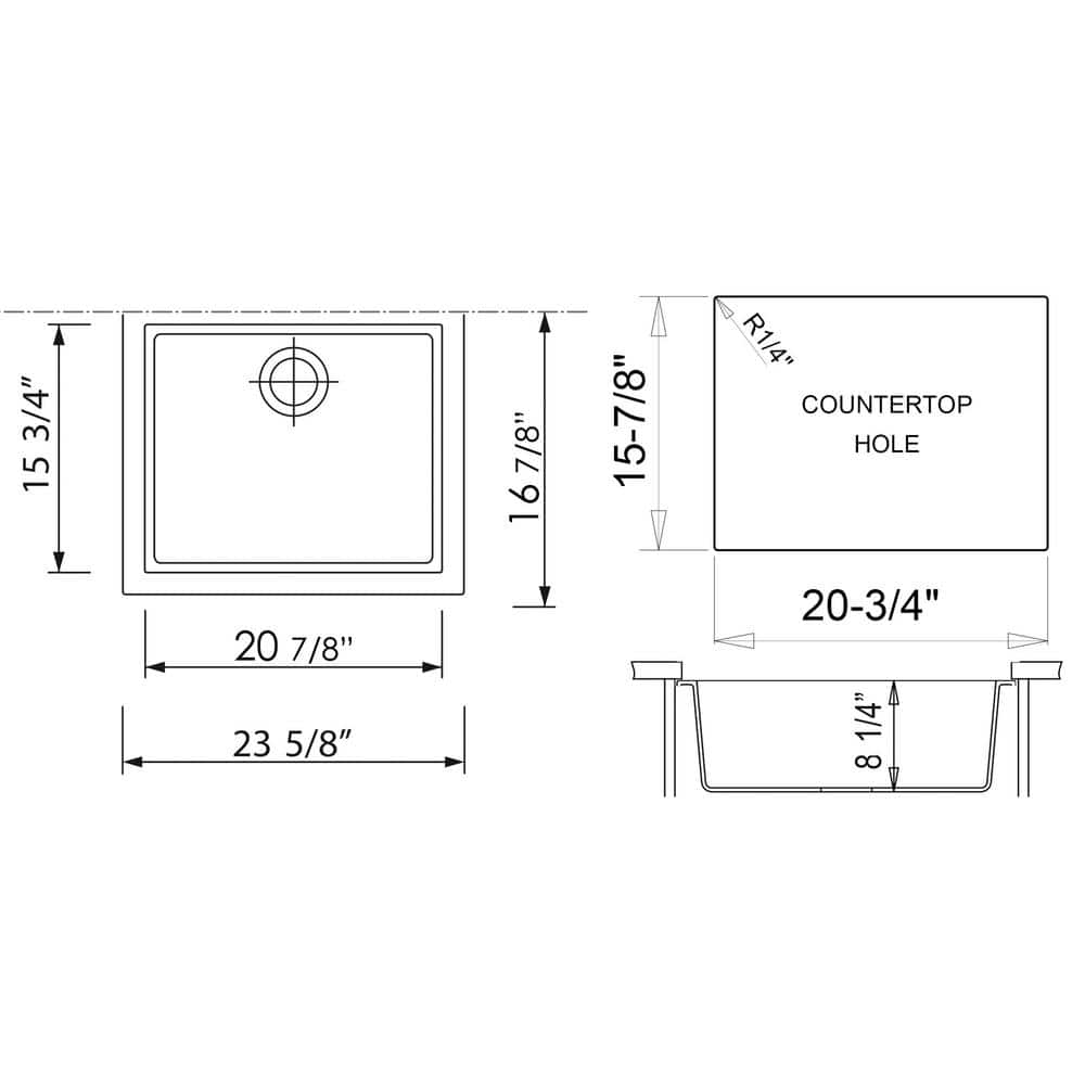 24'' White Granite Composite Undermount Kitchen Sink