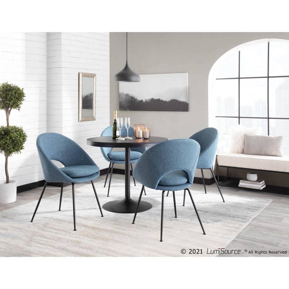 36" Dakota Black Distressed Wood & Metal Round Dining Table