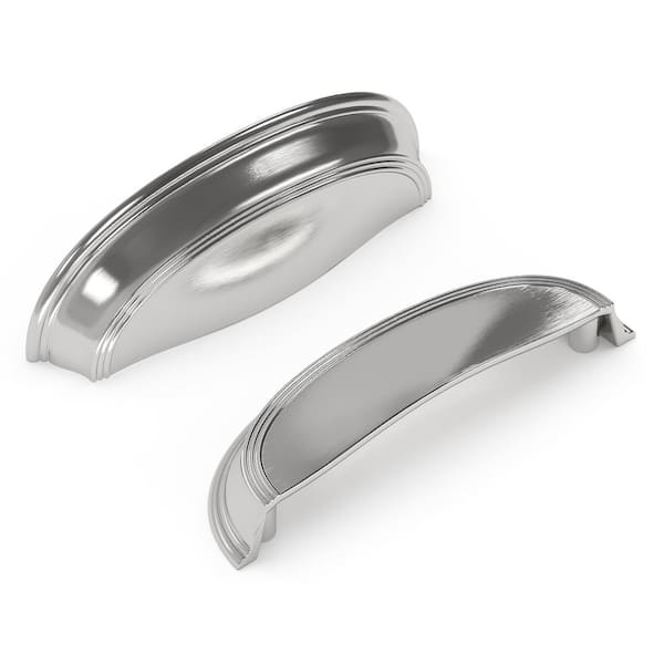 American Diner Collection Cup 3 in. (76mm) and 3-3/4 in. (96mm) Satin Nickel Cabinet Door and Drawer Pull (10-Pack)
