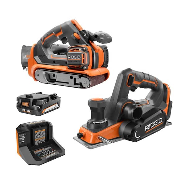 18V Brushless Cordless 3 in. x 18 in. Belt Sander Kit w/ 2.0 Ah Battery & Charger w/ 3-1/4 in. Hand Planer with Dust Bag