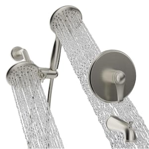 Dual 2-In-1 Single-Handle 6-Spray 1.8GPM Round Wall Mount Shower Faucet w/Tub Spout in Brushed Nickel (Valve Included)