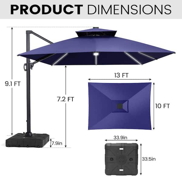 Crestlive Products 13 ft. x 10 ft. Solar Lighted Cantilever Patio